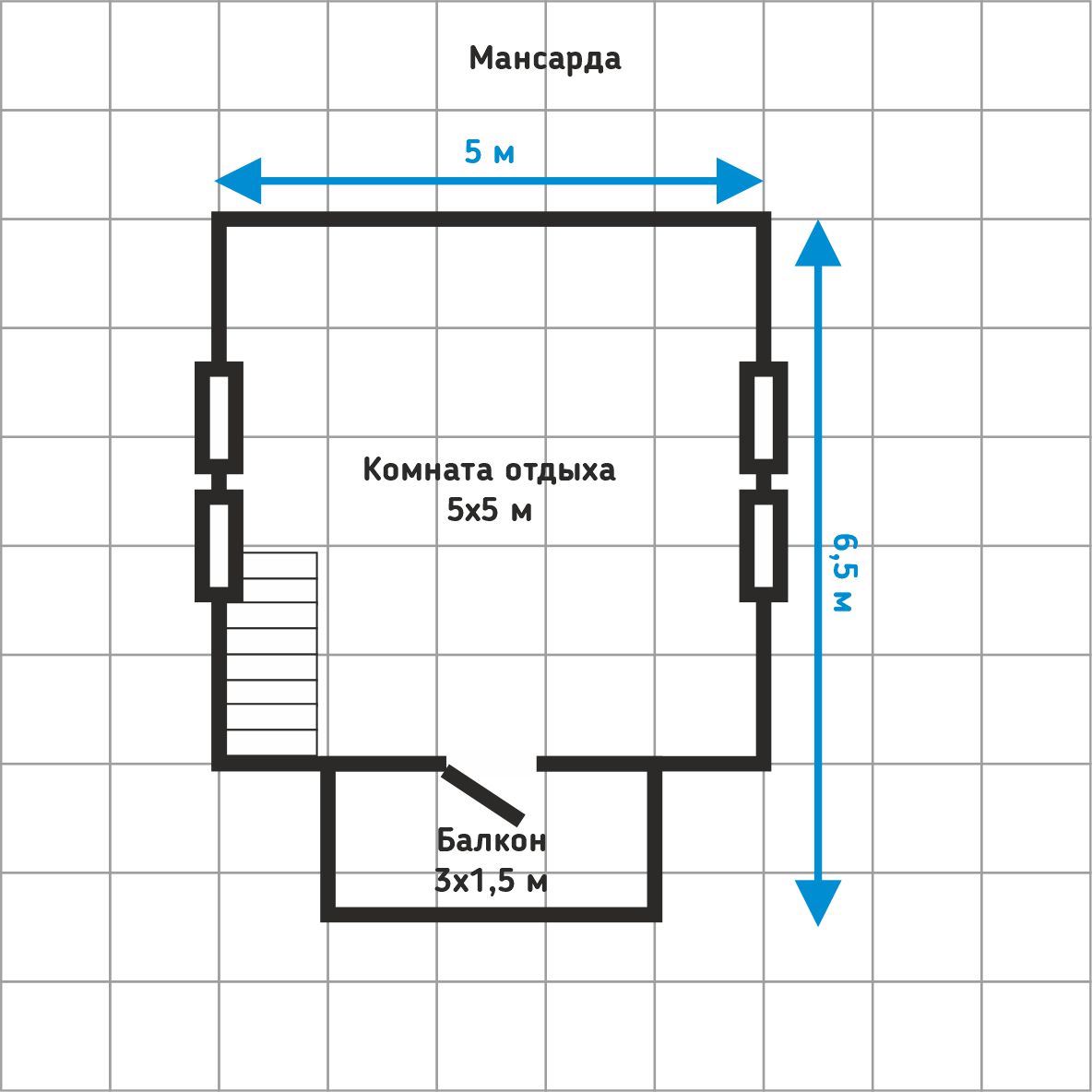 Проект бани 5 x 6.5